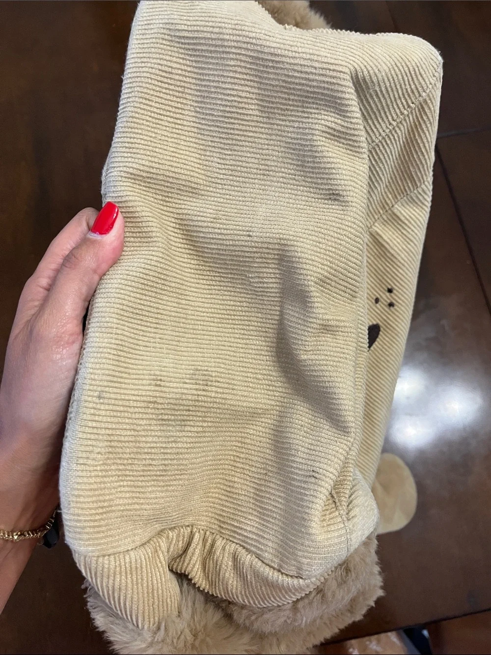 Pottery Barn Kids Plush Bear Backpack in Beige and Taupe